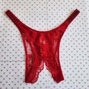 Victoria's secret very sexy shine strap bombshell Brazilian crotchless panty